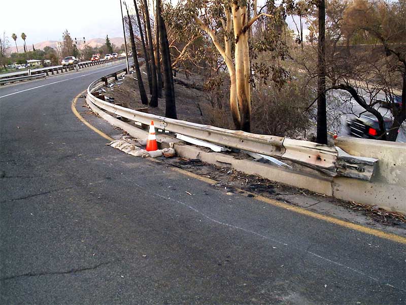 Guardrail Fire Damage