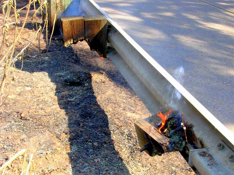 Guardrail Fire Damage